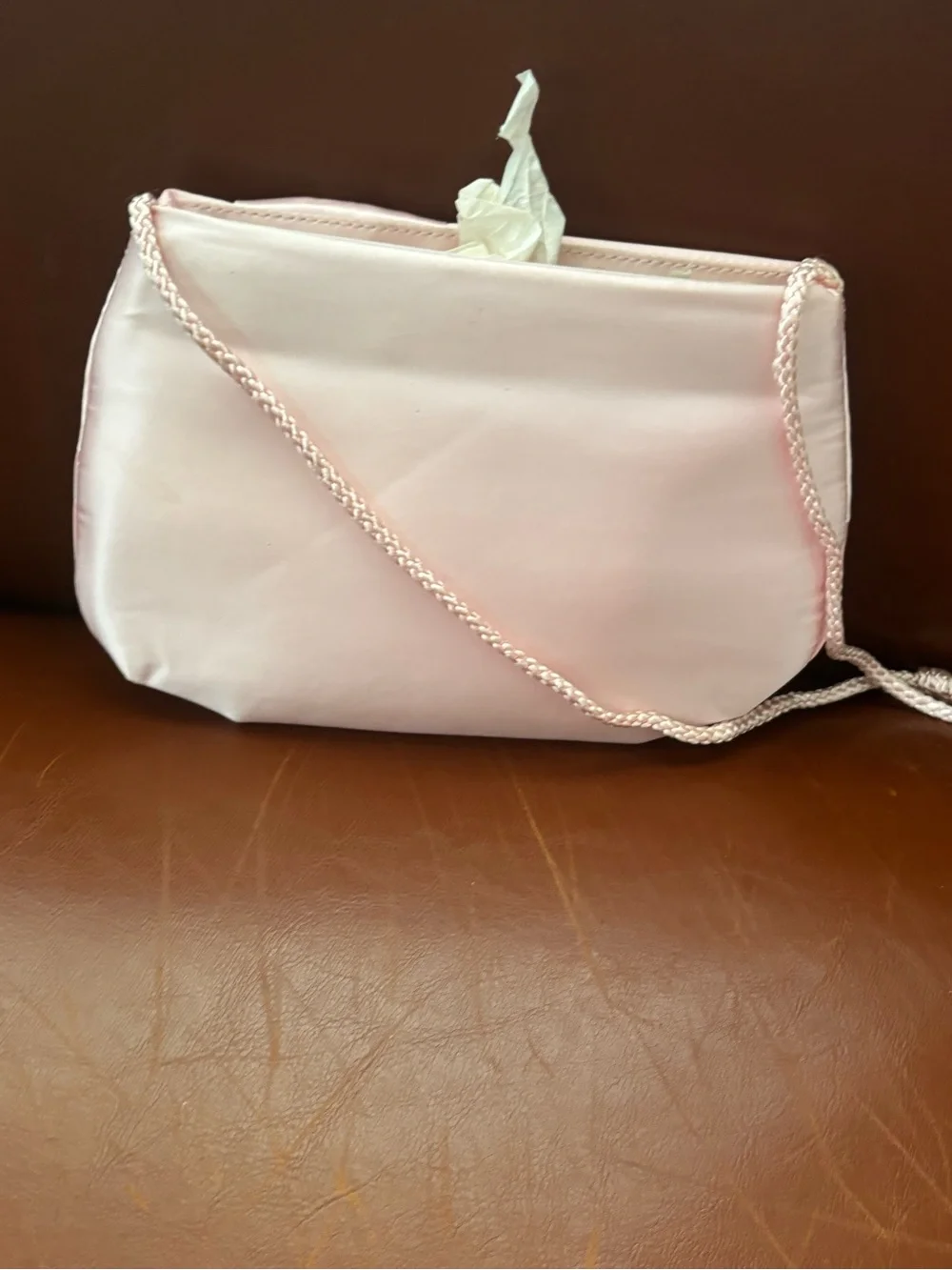 Elegant Pink Satin Bow Evening Clutch
